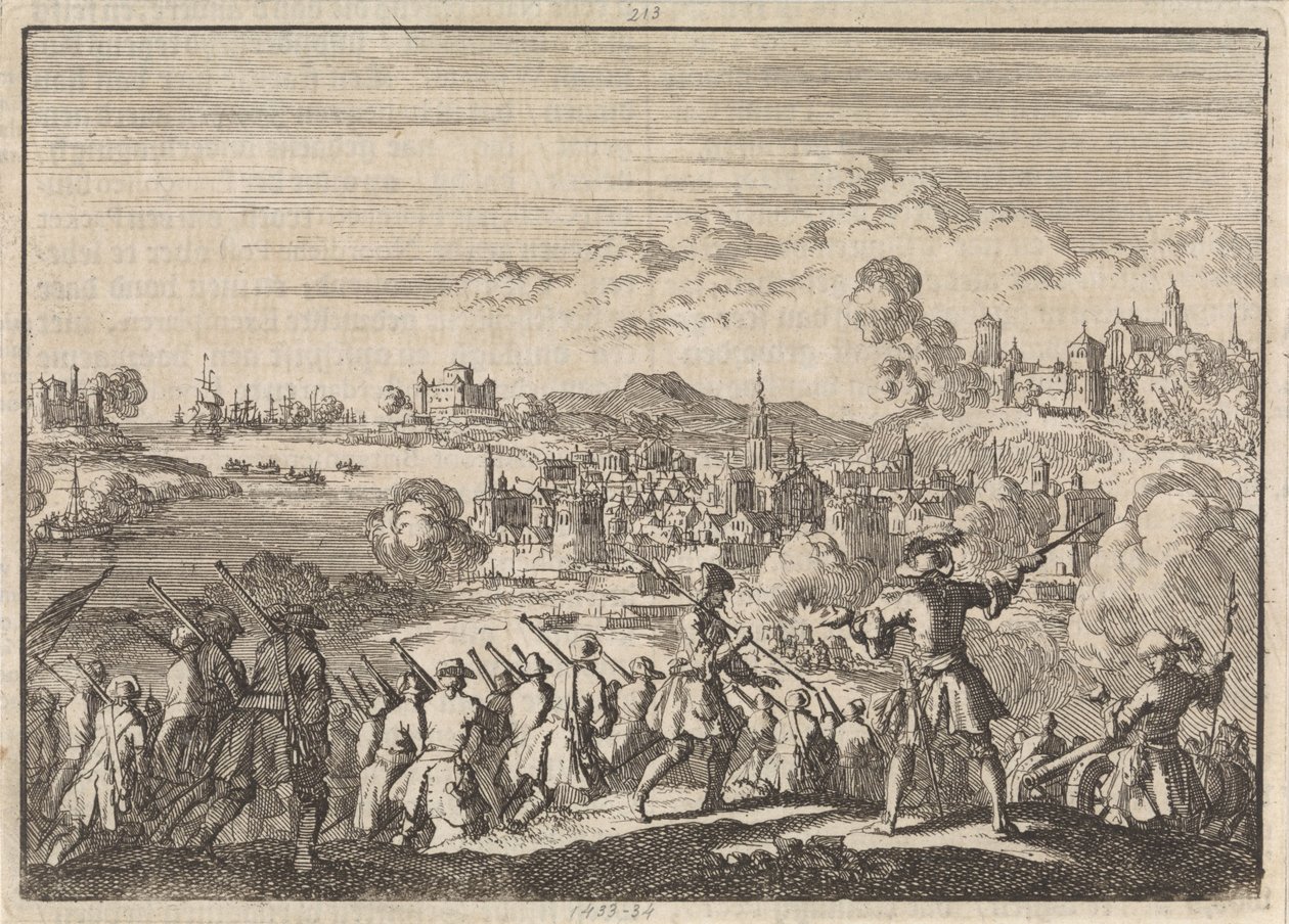 南アメリカの Pointis Carthagena の下でのフランスの征服、1697 年 作： ヤン・ルイケン