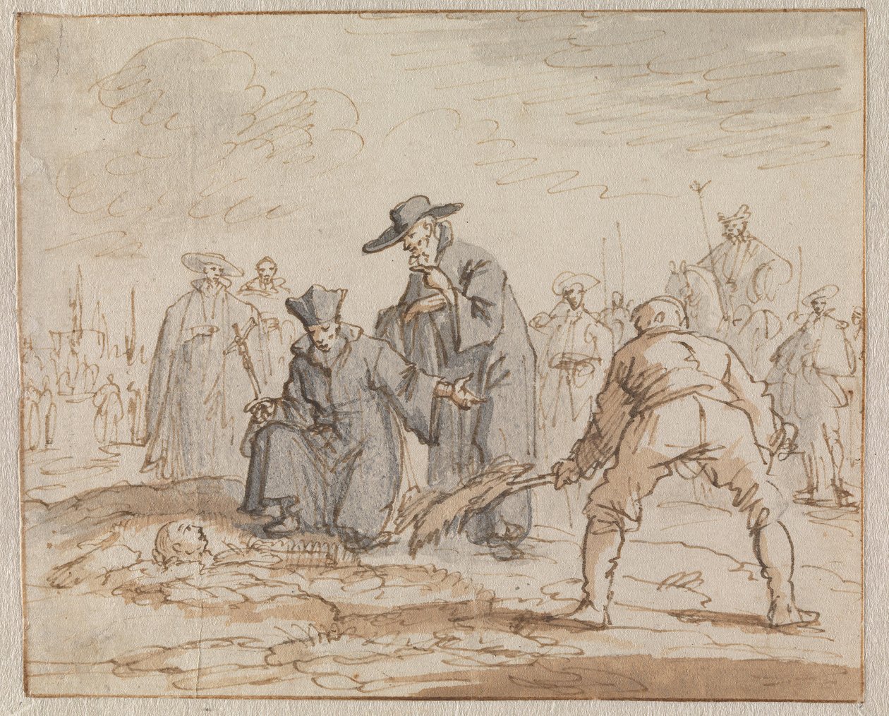 1591年、ブリュッセルでのアンネケ・ファン・デン・ホーフェの生き埋め 作： ヤン・ルイケン