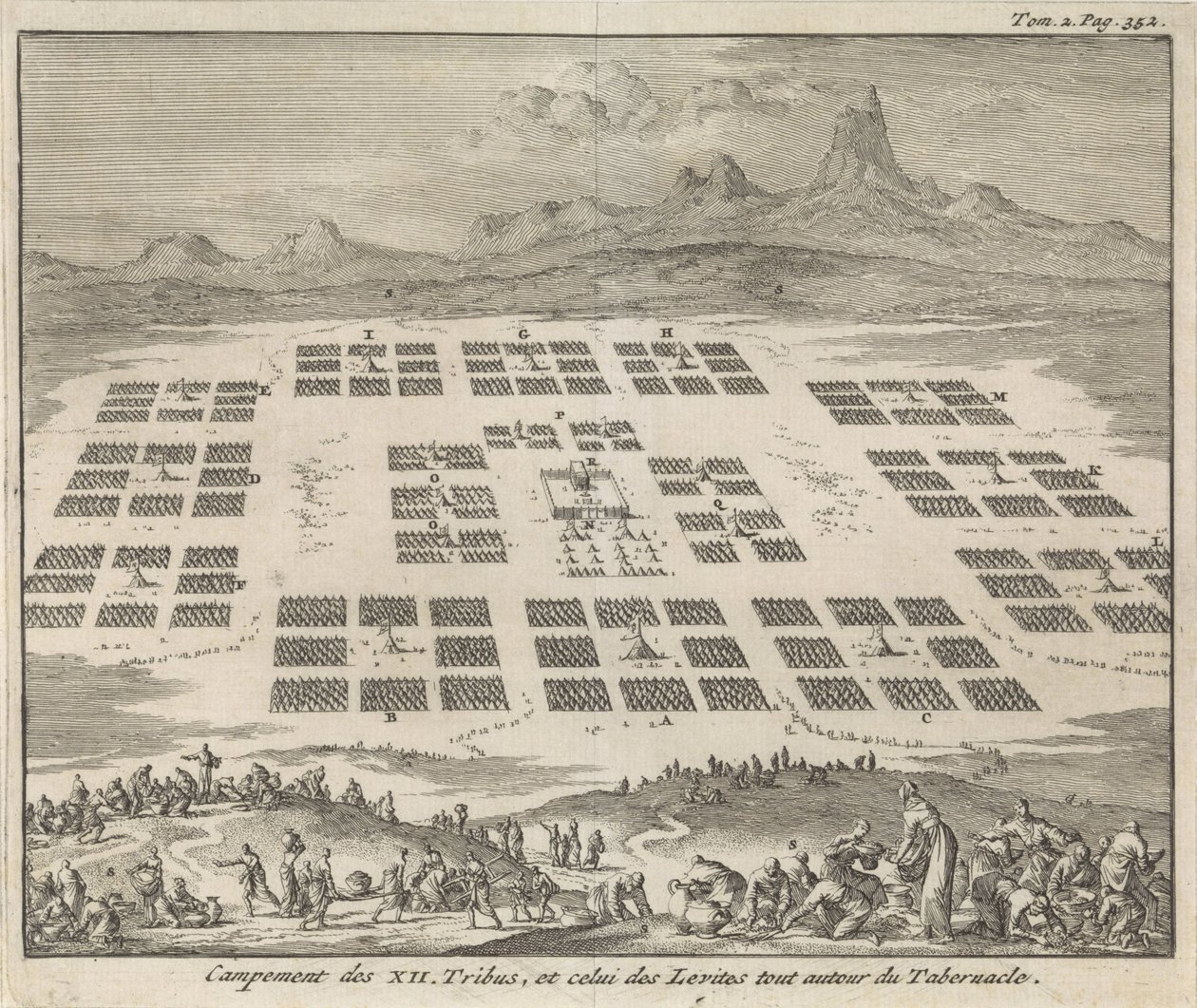 幕屋の周りに設置されたイスラエルの12部族のテントキャンプ Campement des XII Tribus, et celui des Levites tout autour du Tabernacle (オブジェクトのタイトル) 作： ヤン・ルイケン