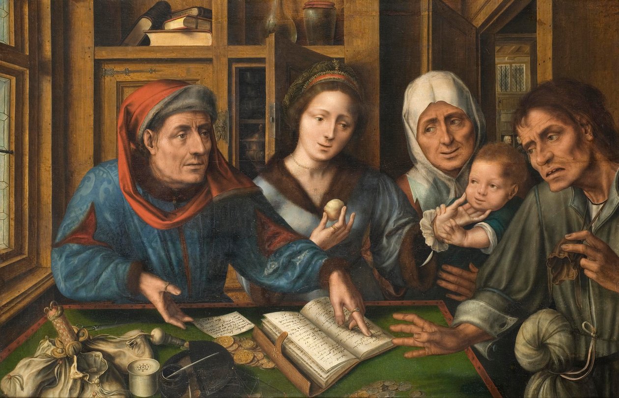 レントレシーバーオフィス、1514年（木材からキャンバスに油を移したもの） 作： Jan MassysまたはMetsys