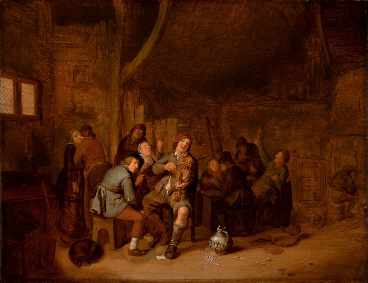 旅館での喫煙と音楽の演奏、1640年頃（パネルに油彩） 作： ヤン・ミエンセ・モレナー