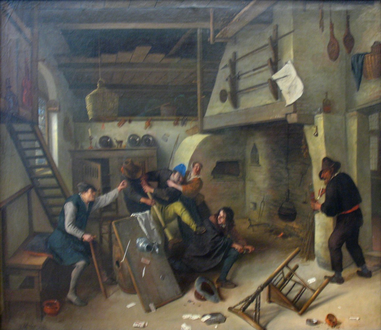 居酒屋でのカード遊びの客たちの乱闘 作： Jan Steen