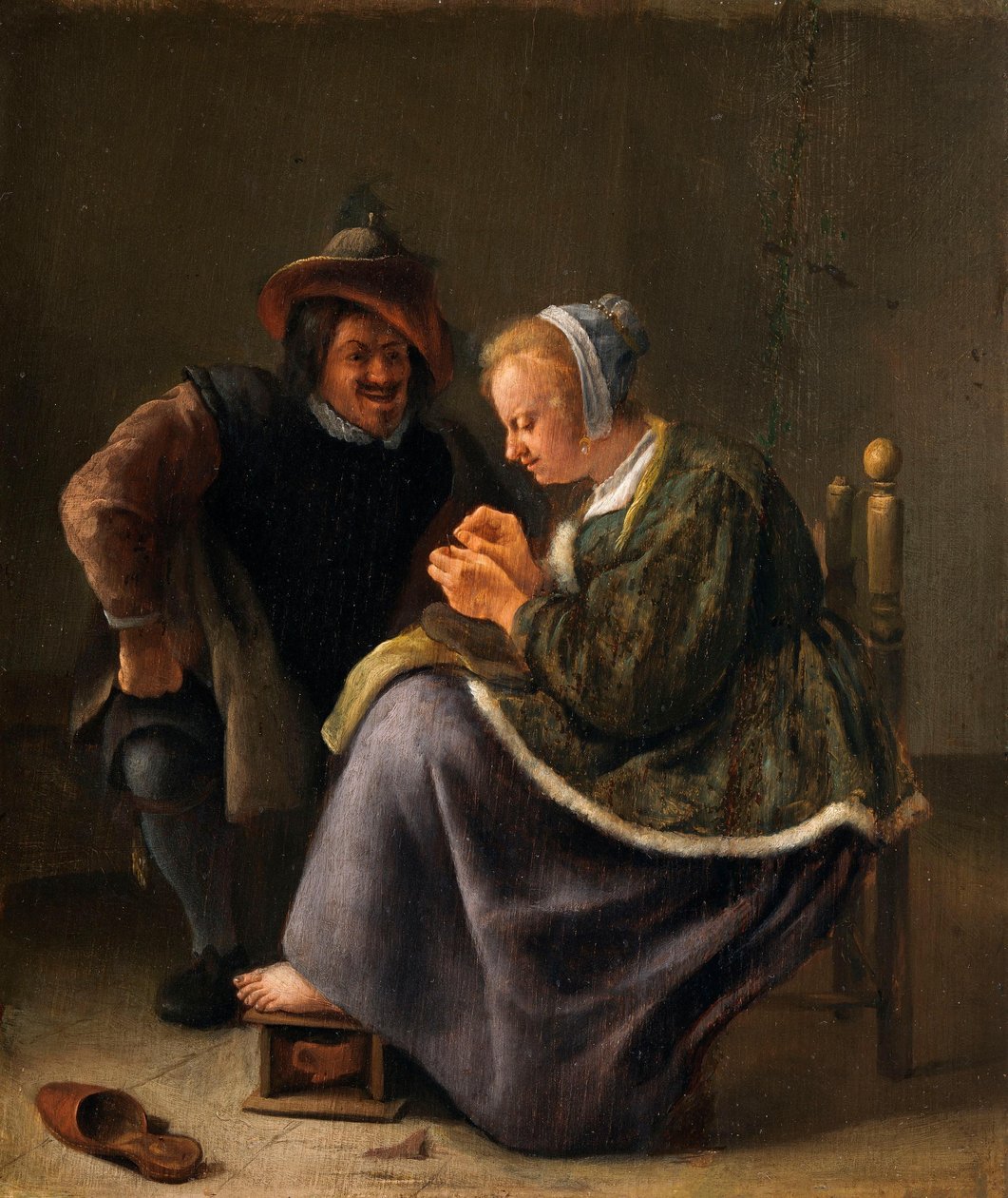 靴下を繕う女 作： Jan Steen