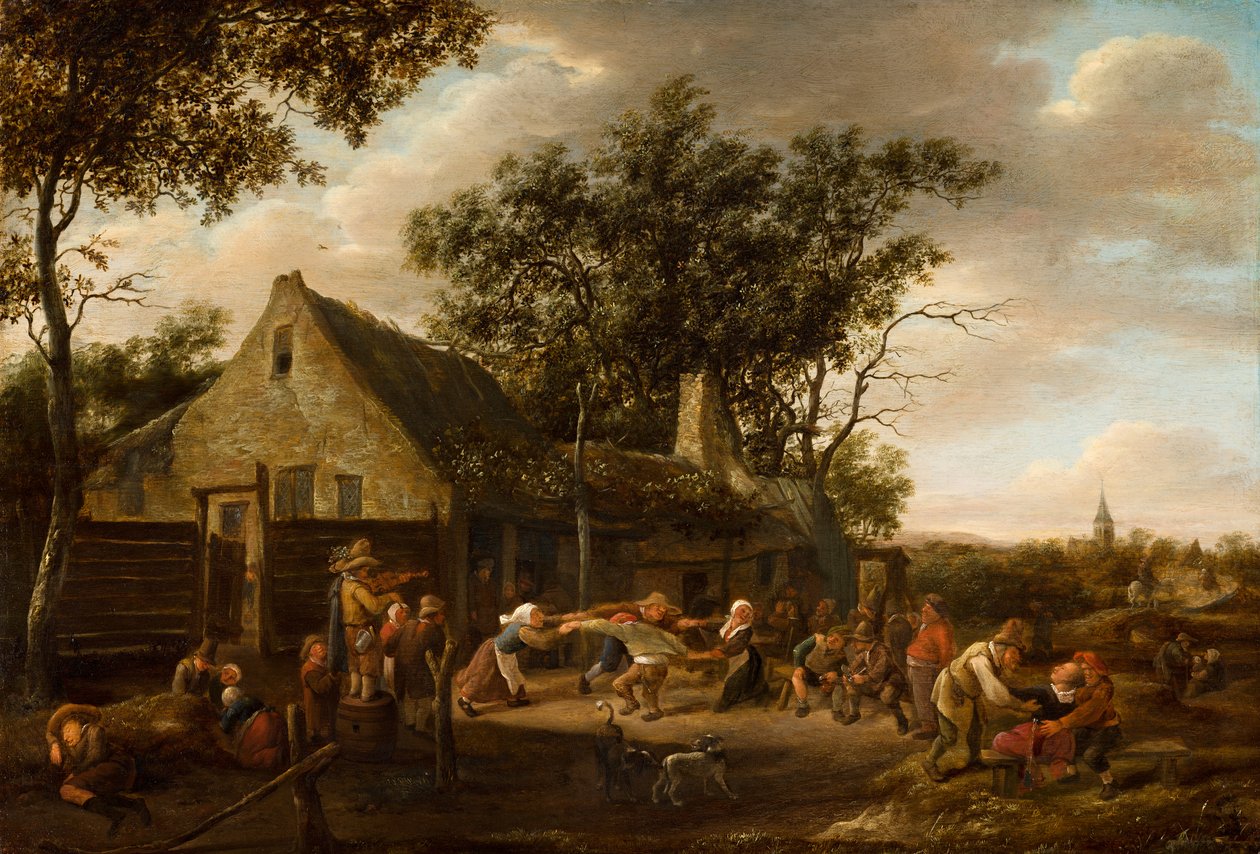 宿屋の前の踊る農民たち 作： Jan Steen