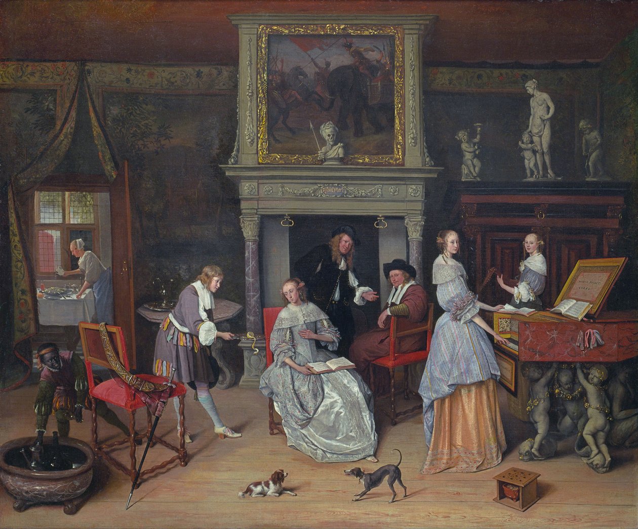 ヤン・ステーンとゲリット・シュウテン一家のファンタジー・インテリア 作： Jan Steen