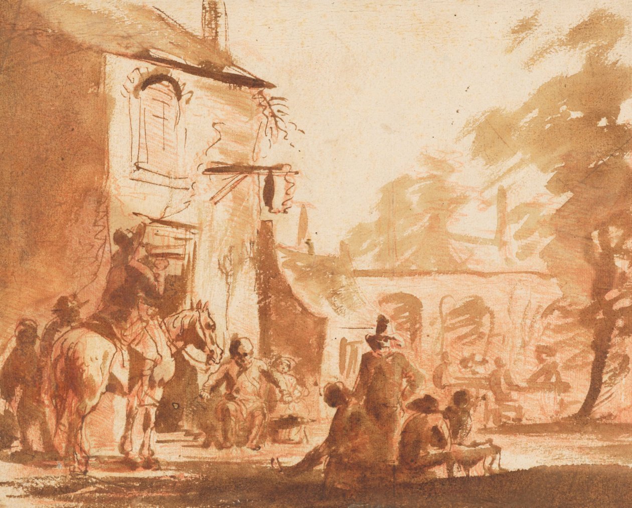 宿屋の前の休息 作： Jan Steen