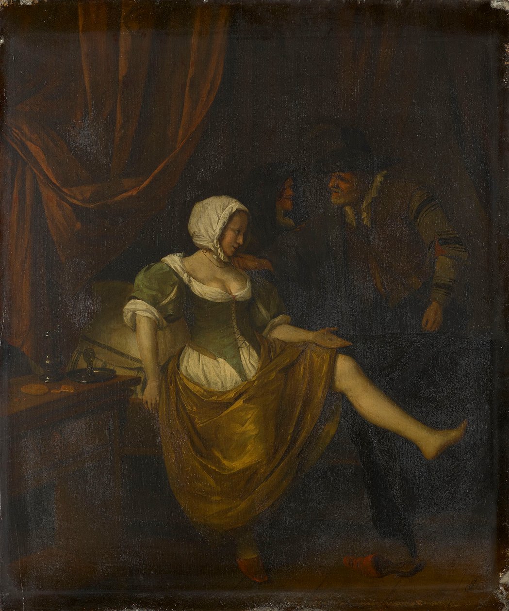 売春宿で老人が少女に金を渡すシーン 作： Jan Steen