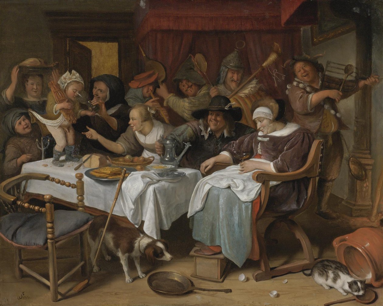 十二夜：王は酒を飲む 作： Jan Steen