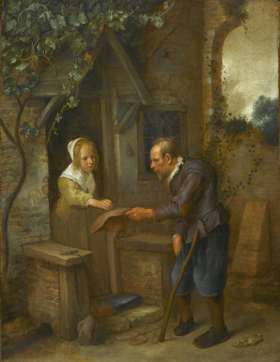 老人に施しをする少女 作： Jan Steen