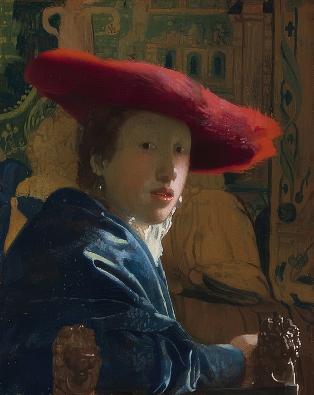 赤い帽子の少女。 1665-66頃 作： ヤン・フェルメール・ファン・デルフト