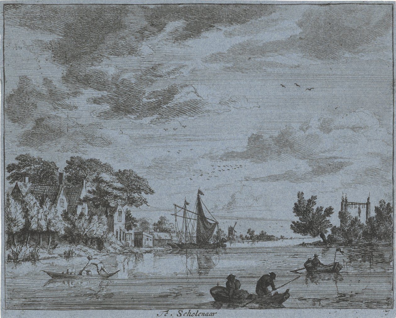 川でのビジネス Te, Scholenaar (オブジェクトのタイトル) ハーレム地方の風景（連載タイトル） Haarlem の外の Gesigten, によって行われます. J.V.V. (オブジェクトのシリーズ タイトル) 作： Jan Vincentszファンデルヴィン