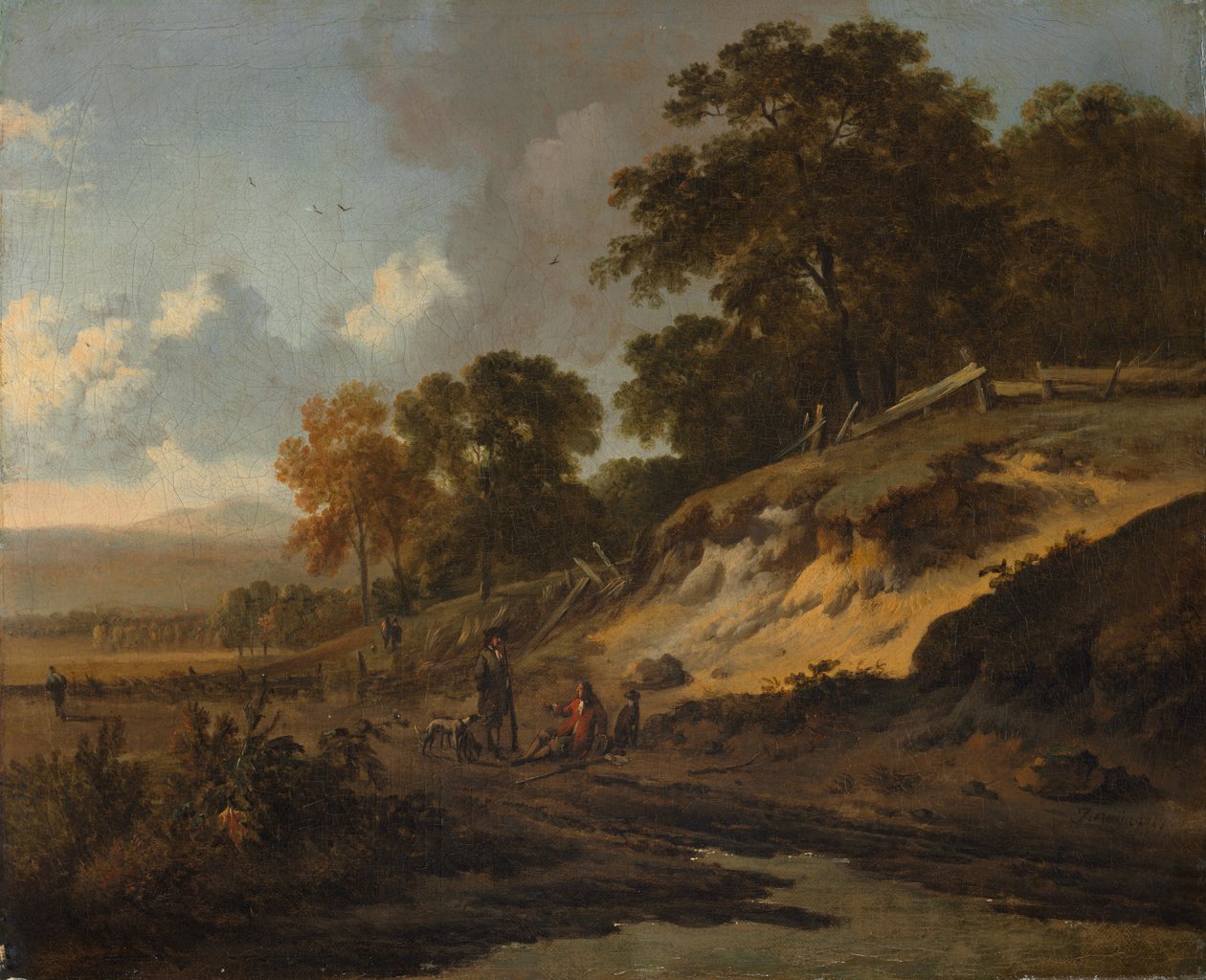 ハンターのいる風景、c。 1660-1680。 作： ヤン・ワイナント