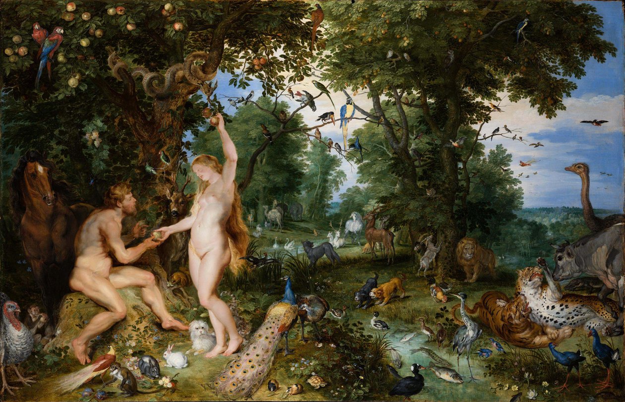 エデンの園、人の堕落、c。 1615年。 作： ヤン・ザ・エルダー・ブリューゲル