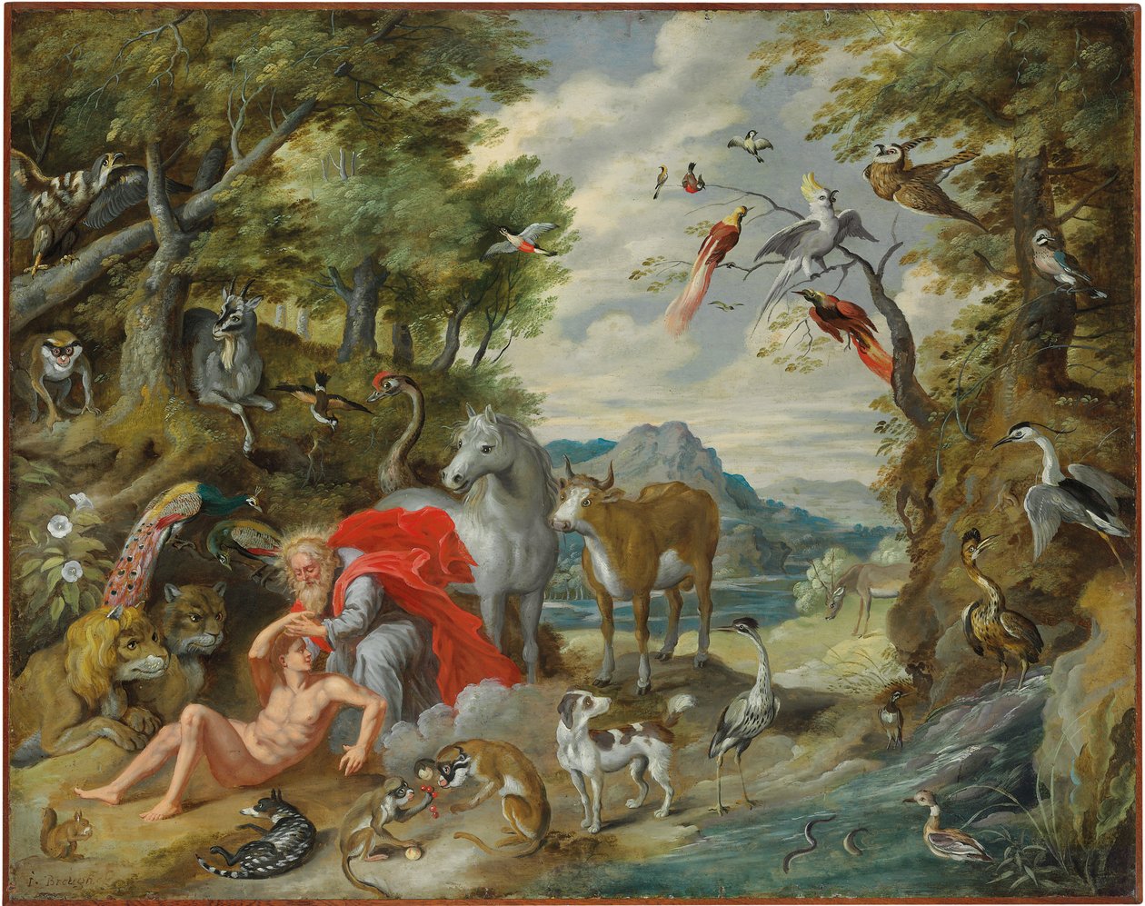 アダムとイブの物語からのアダムの創造 作： Jan Brueghel the Younger
