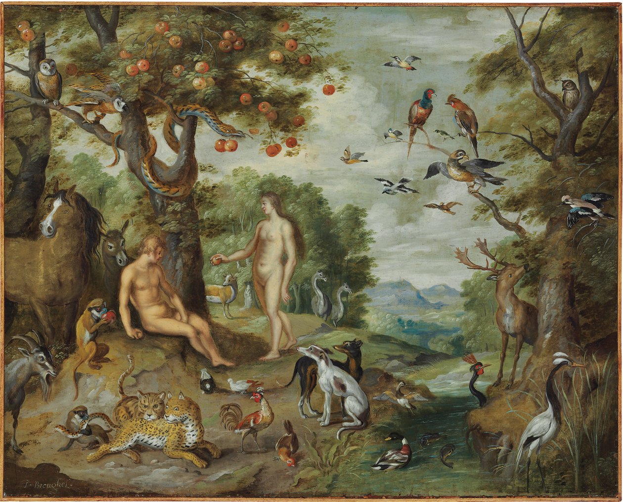 アダムとイブの物語からのアダムの誘惑 作： Jan Brueghel the Younger