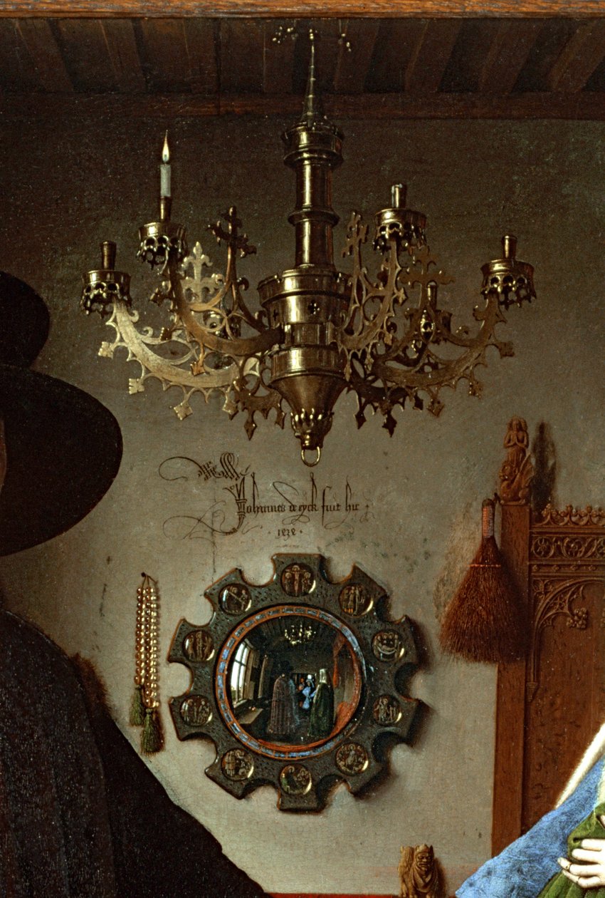 ジョヴァンニ・アルノルフィーニとその妻の肖像画、以前は「アルノルフィーニの結婚式」として知られていた。 作： ヤン・ファン・エイク