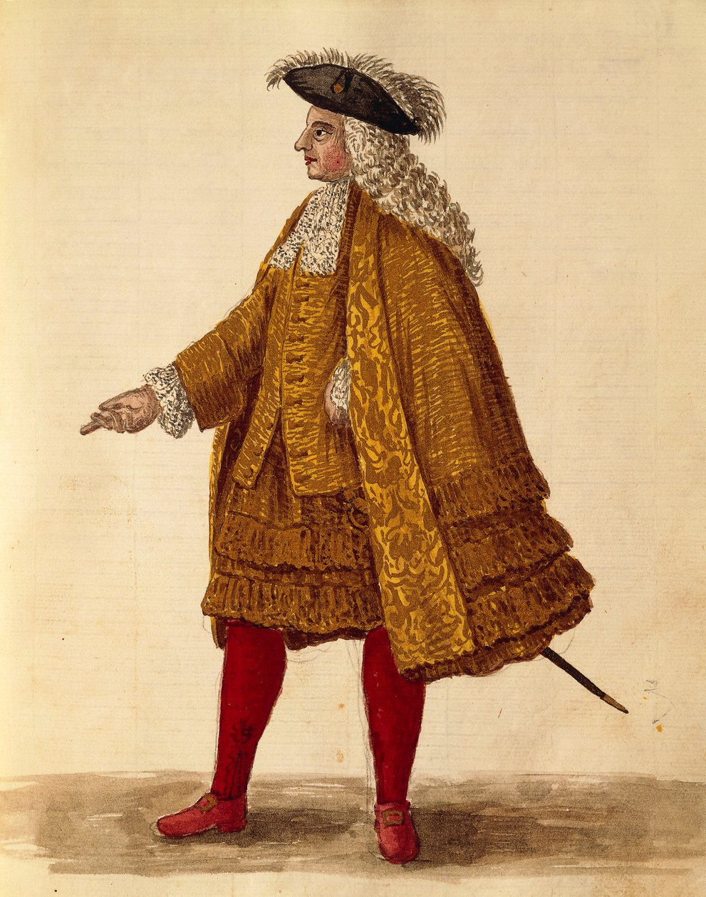 ヤン・ファン・グレーベンブローク（Giovanni Grevembroch）（1731-1807）の『Gli Abiti de Veneziani』（衣装図鑑より）の騎士衣、水彩画 作： ヤン・ヴァン・グレーベンブローク