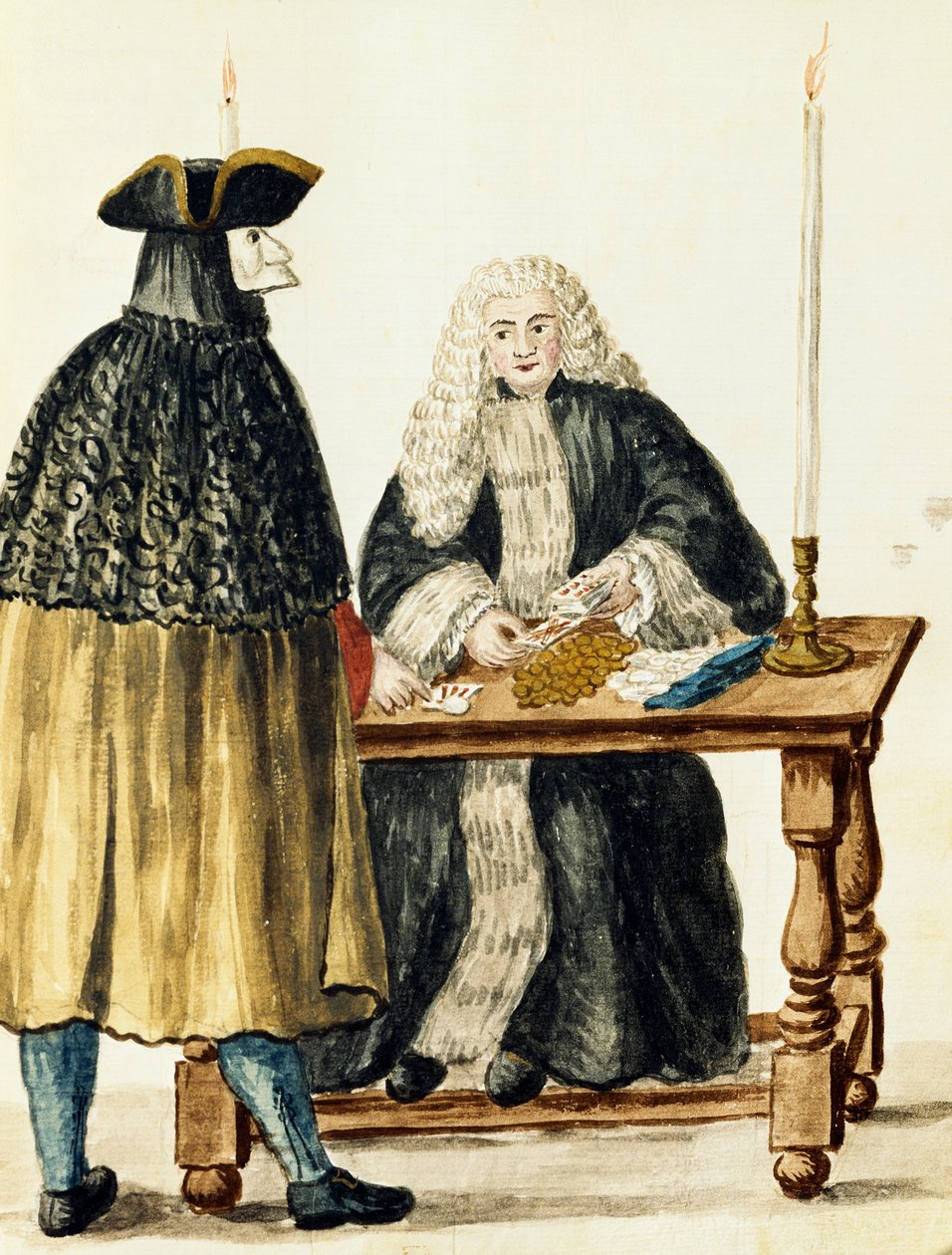 仮面の男とトランプをする奉行（イタリア、ヤン・グレーベンブルック（1731-1807）作 作： ヤン・ヴァン・グレーベンブローク