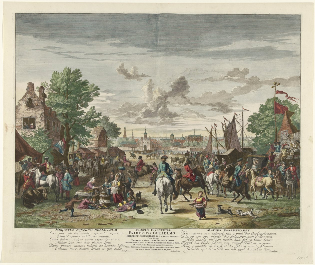 パーデンマルクト、カリフォルニア州。 1702年 軍馬市場 / Mavors Paardemarkt (オブジェクトのタイトル) 作： ヤン・ファン・フクテンブルク