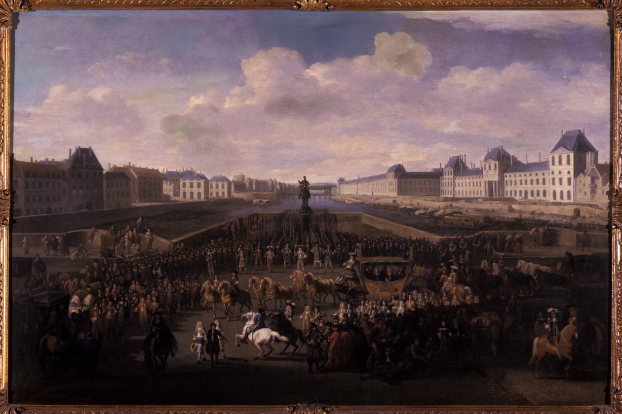 パリ、ポンヌフに接近するルイ14世、1674年（オークに油彩） 作： Jan van Huchtenburgh