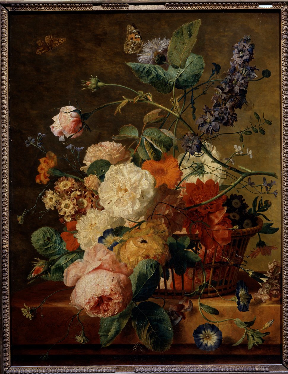 蝶々のいる花かご。ヤン・ファン・ホイサム（1682-1749）の絵 Ec.Hol. 作： ヤン・ヴァン・ホイサム