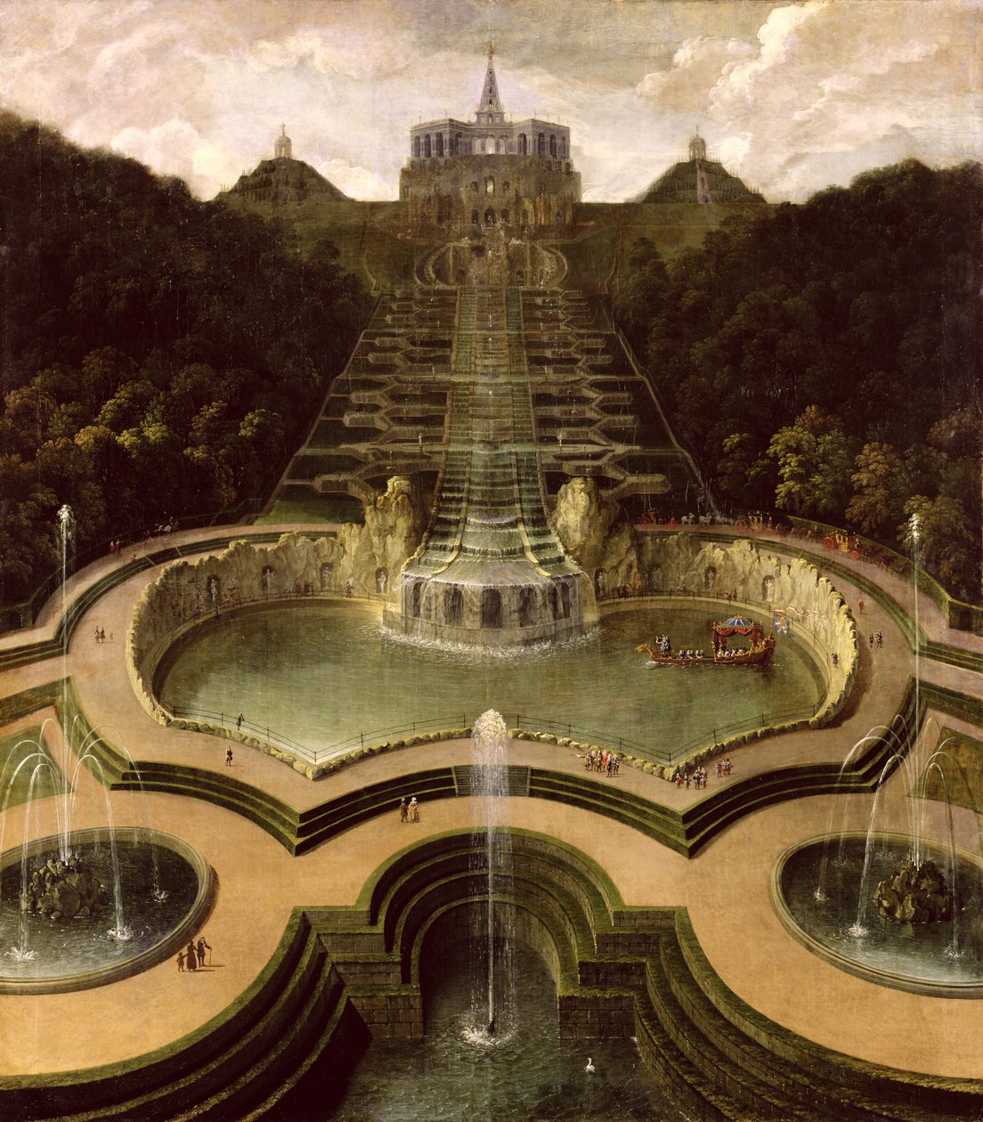 1716年以降の滝と海王星のプールの上の八角形の眺め 作： ヤン・ファン・ニッケレン