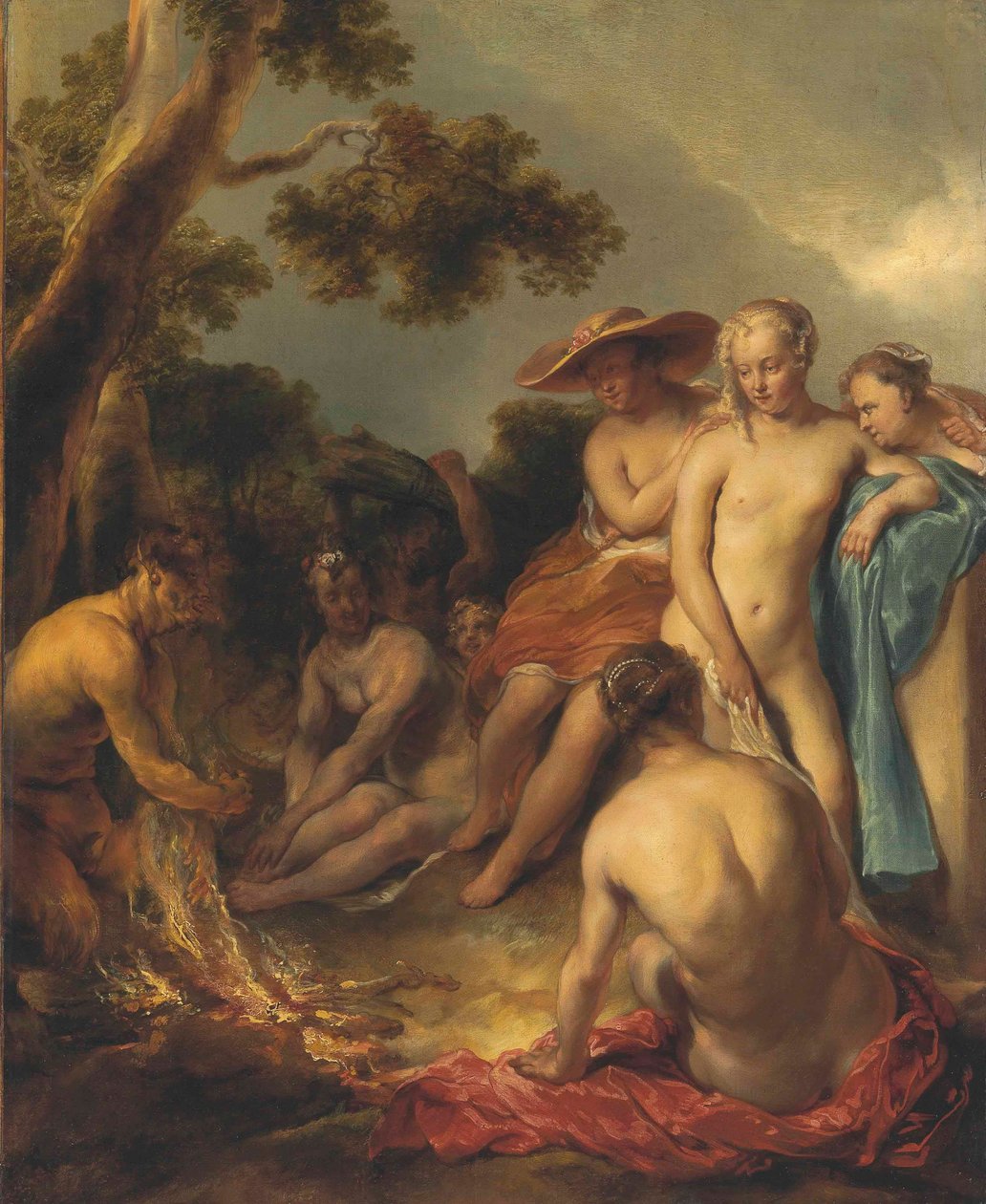 ドイツ語：Satyr und Nymphen (das Bad der Diana) ニンフとサテュロス 作： ヤン・ヴァン・ノールト