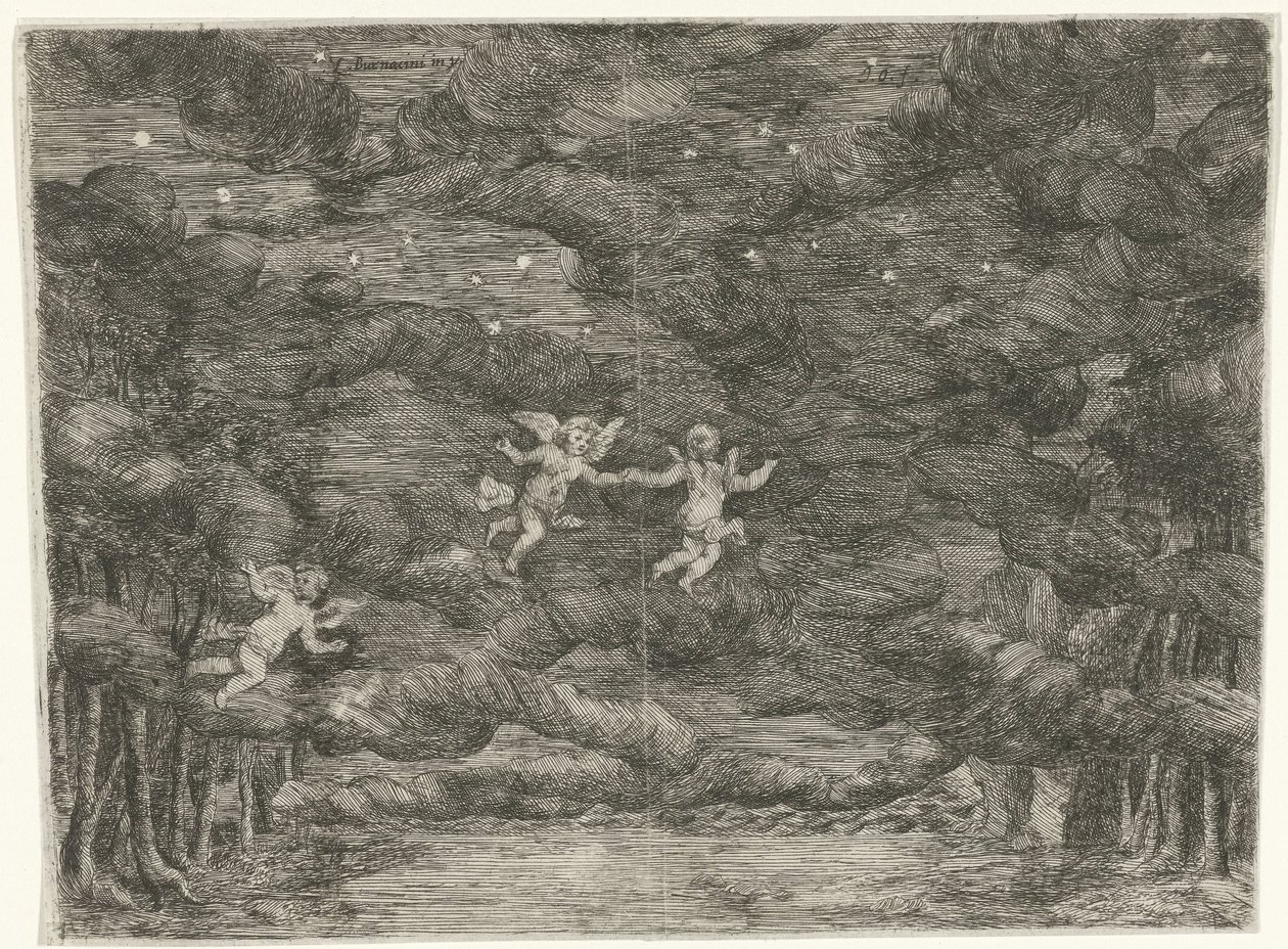 夜空に天使が舞う舞台風景 作： Jan van Ossenbeeck