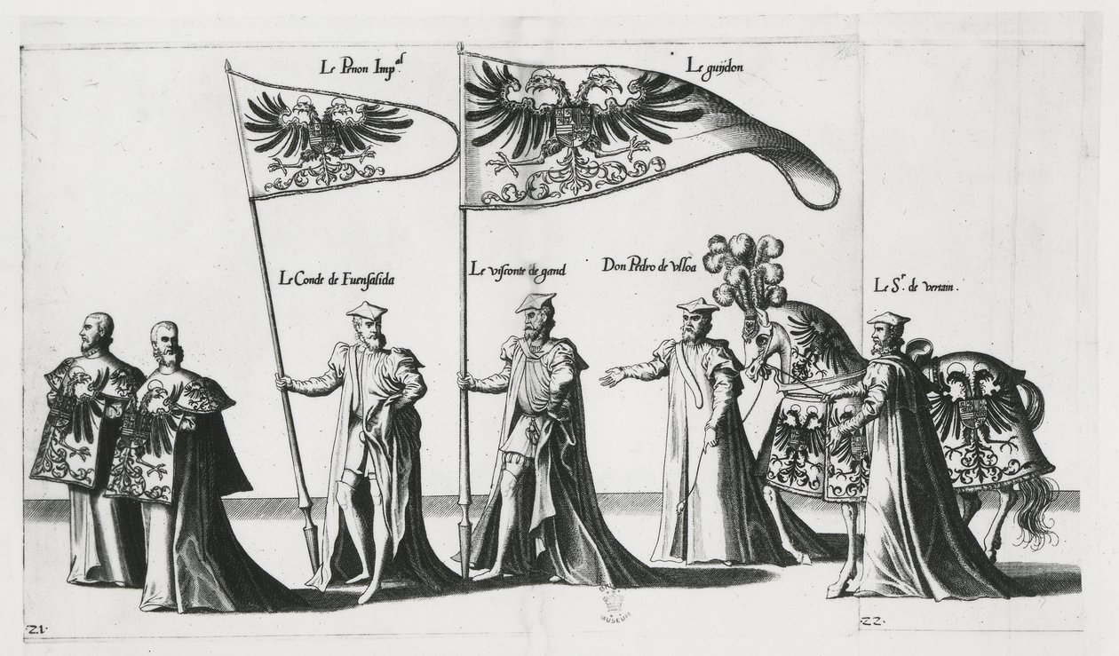 皇帝シャルル5世の葬列における御旗 作： Jan van と Doetechum Lucas van と Bol Hans Doetechum 長老