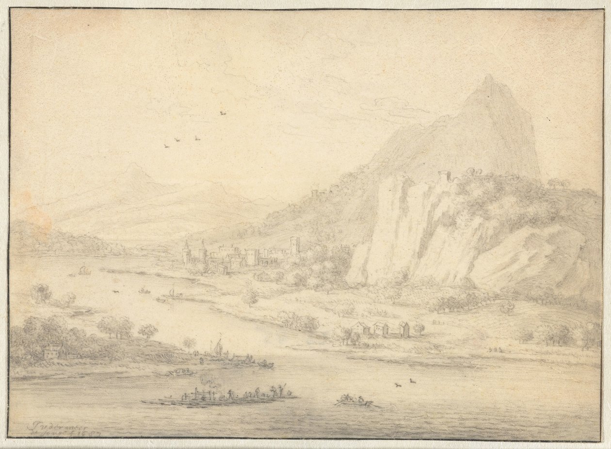 ボートのある山岳河川の風景 作： Jan van der Meer（II）