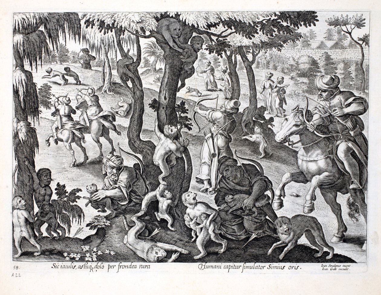 Jan Collaert（1566-1628）によって刻まれた &39;Venationes、Ferarum、Avium、Piscium&39;（Of Hunting：Wild Beasts、Birds、Fish）からのイラスト。 Phillipus Gallaeus、Am 作： ヤン・ファン・デル・ストレイト