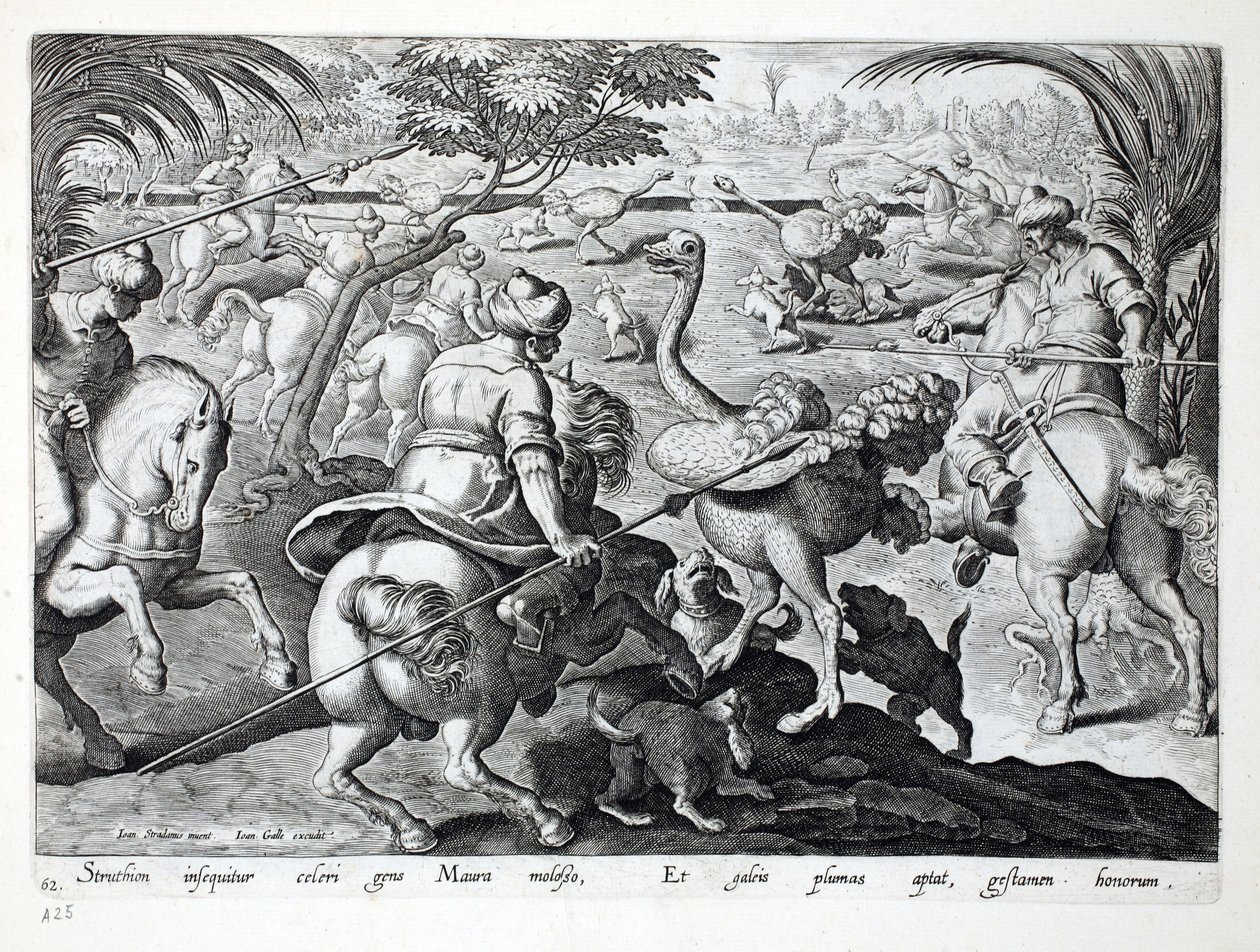 Jan Collaert（1566-1628）によって刻まれた &39;Venationes、Ferarum、Avium、Piscium&39;（Of Hunting：Wild Beasts、Birds、Fish）からのイラスト。フィリップス 作： ヤン・ファン・デル・ストレイト