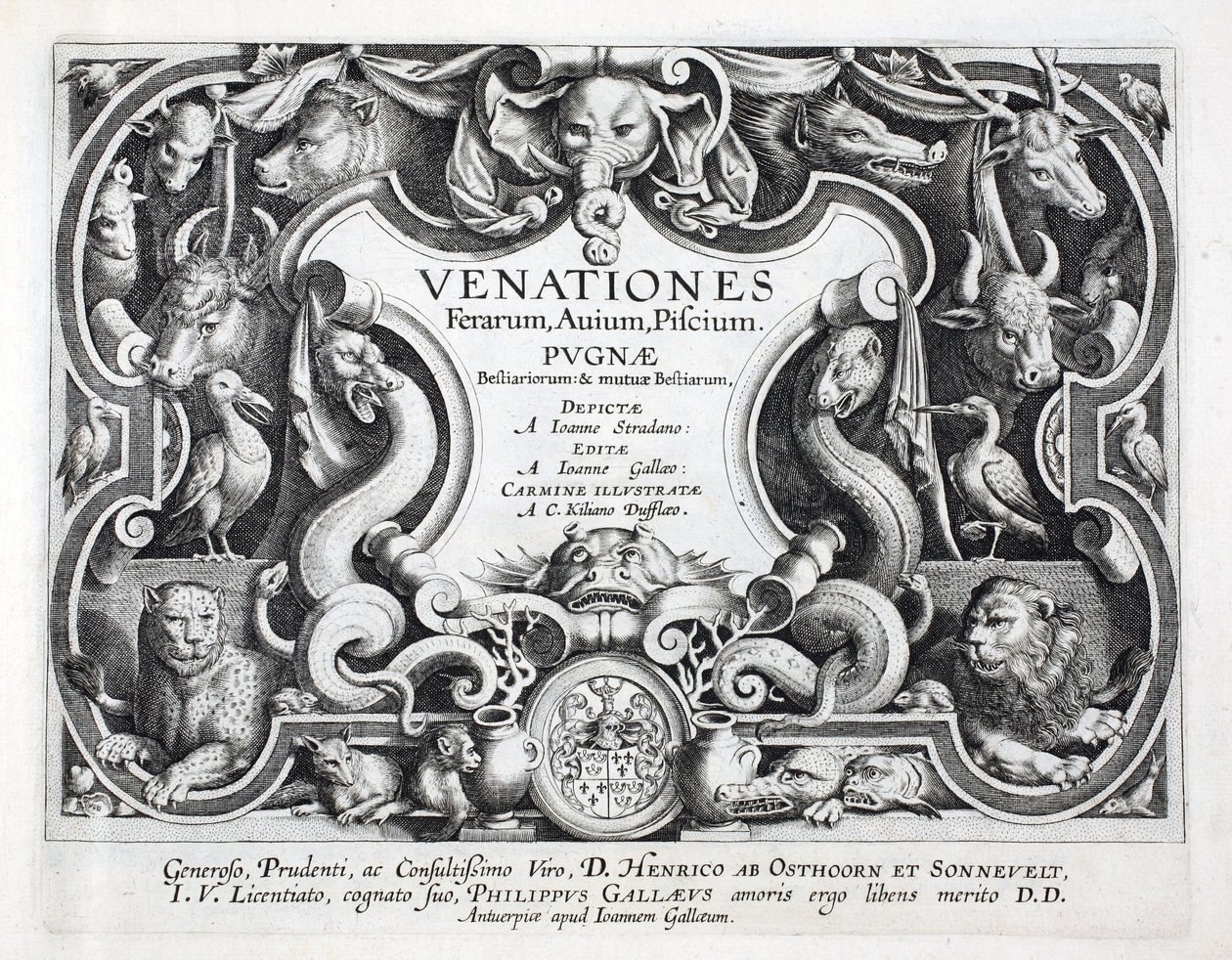 野獣、鳥、魚のインデックス（狩猟野獣、鳥、魚の）、Jan Collaert（1566-1628）、パブによって刻まれました。 Philip Gallaeusアムステルダム 作： ヤン・ファン・デル・ストレイト
