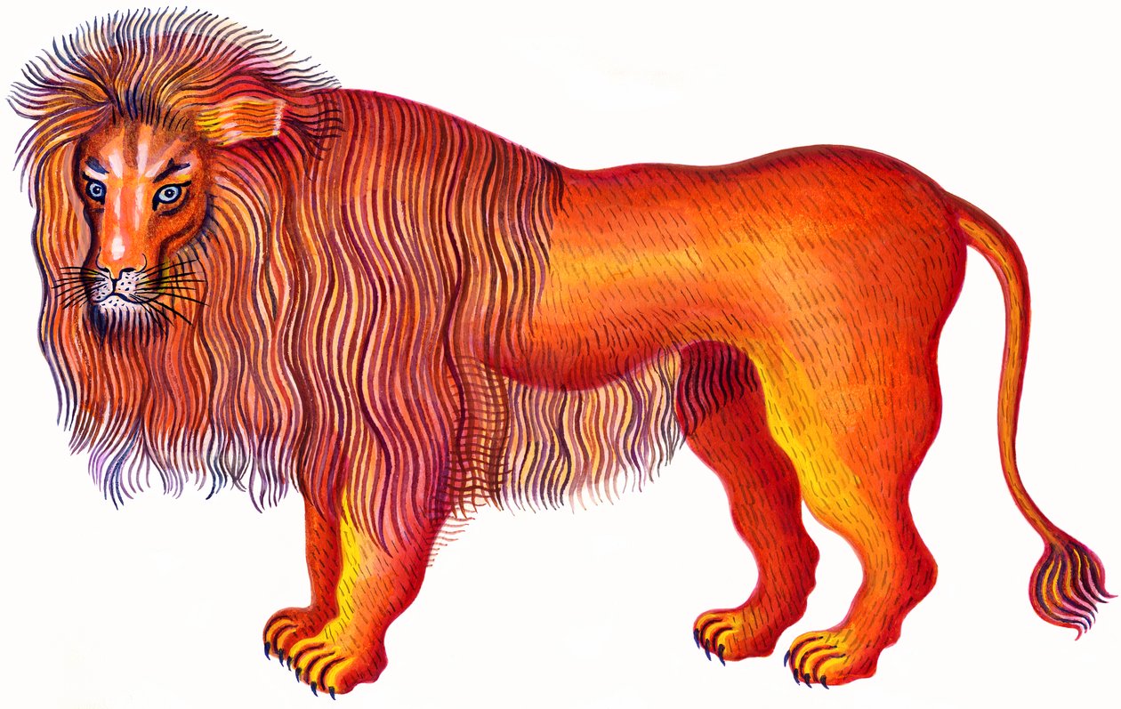 獅子座の獅子、1996年（インクとガッシュ） 作： ジェーン・タッターズフィールド