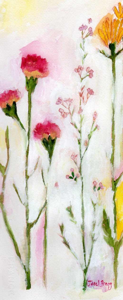 シーリーズの花々, c.2018 (紙に水彩、カゼイン) 作： ジャネル・ブラッグ