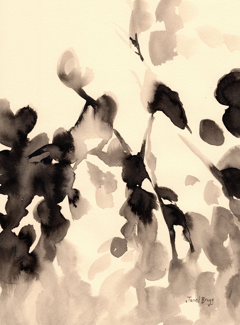 Leaves Abstract in Ink II, c.2019 (ink on paper) 作： ジャネル・ブラッグ