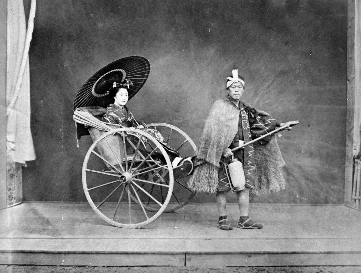 人力車の芸者、1870年代頃 作： 日本の写真家