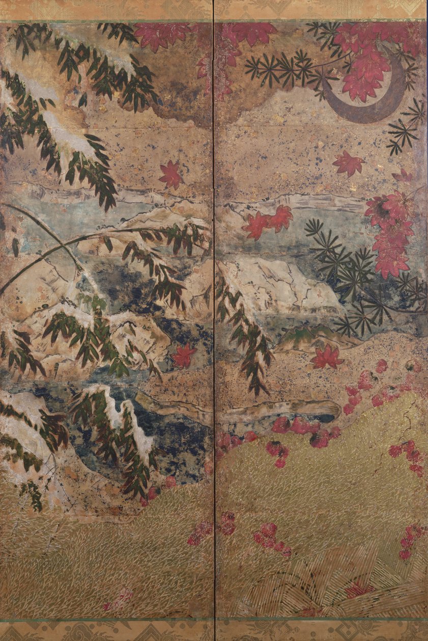 秋と冬の植物、1550年頃、 作： 日本語学校