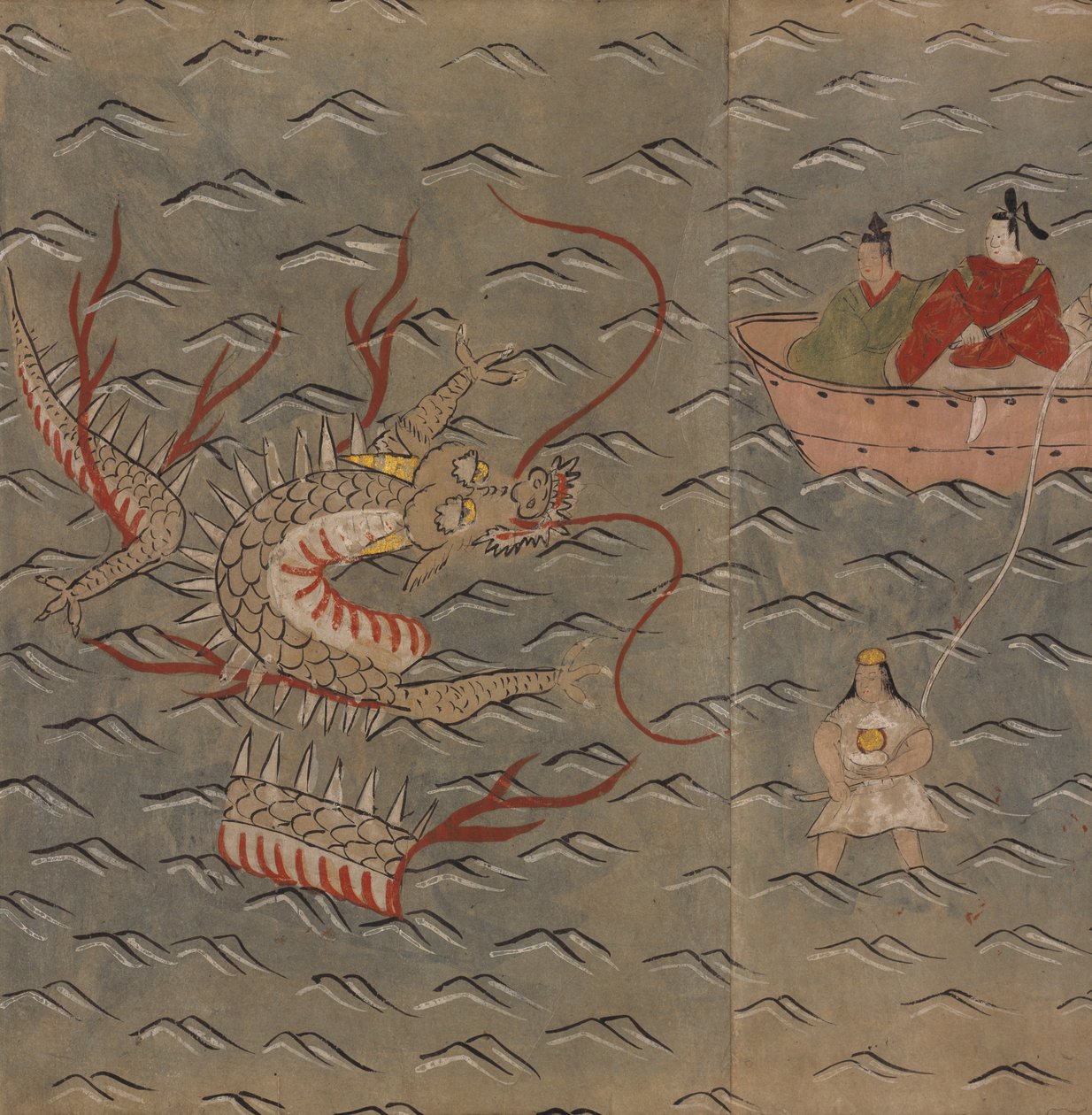 龍と海女 「大勝館」挿絵（紙本墨彩） 作： 日本語学校