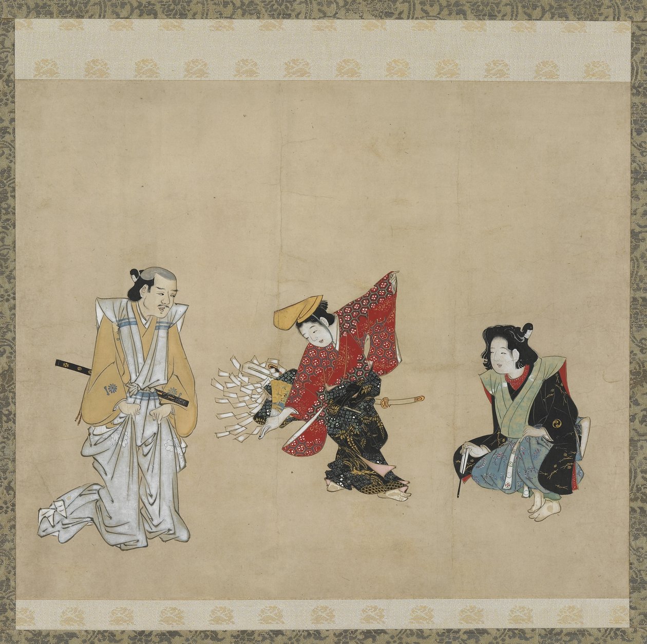 江戸時代のなりひら踊り（紙に墨、色、金） 作： 日本語学校