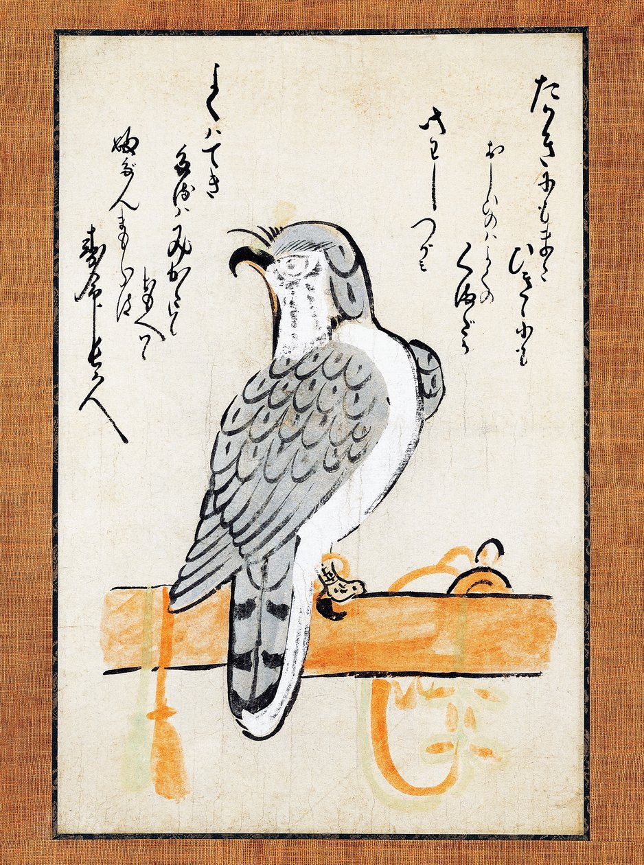 隼、竪巻、19世紀後半、紙にインク、彩色、43x2.5cm、日本文明、明治時代 作： 日本語学校