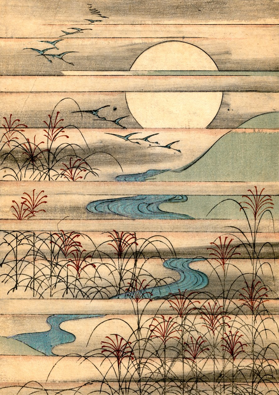 川面に浮かぶ満月の風景 作： 日本語学校