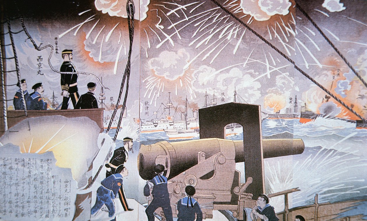 9月の鴨緑江の戦いの絵 作： 日本語学校