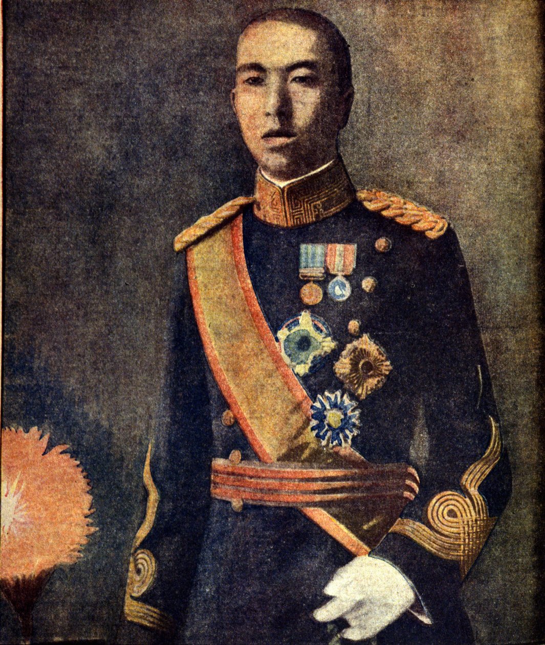 摂政時代の天皇裕仁（1901-1989）の肖像。1930年代の日本の報道機関。 作： 日本語学校