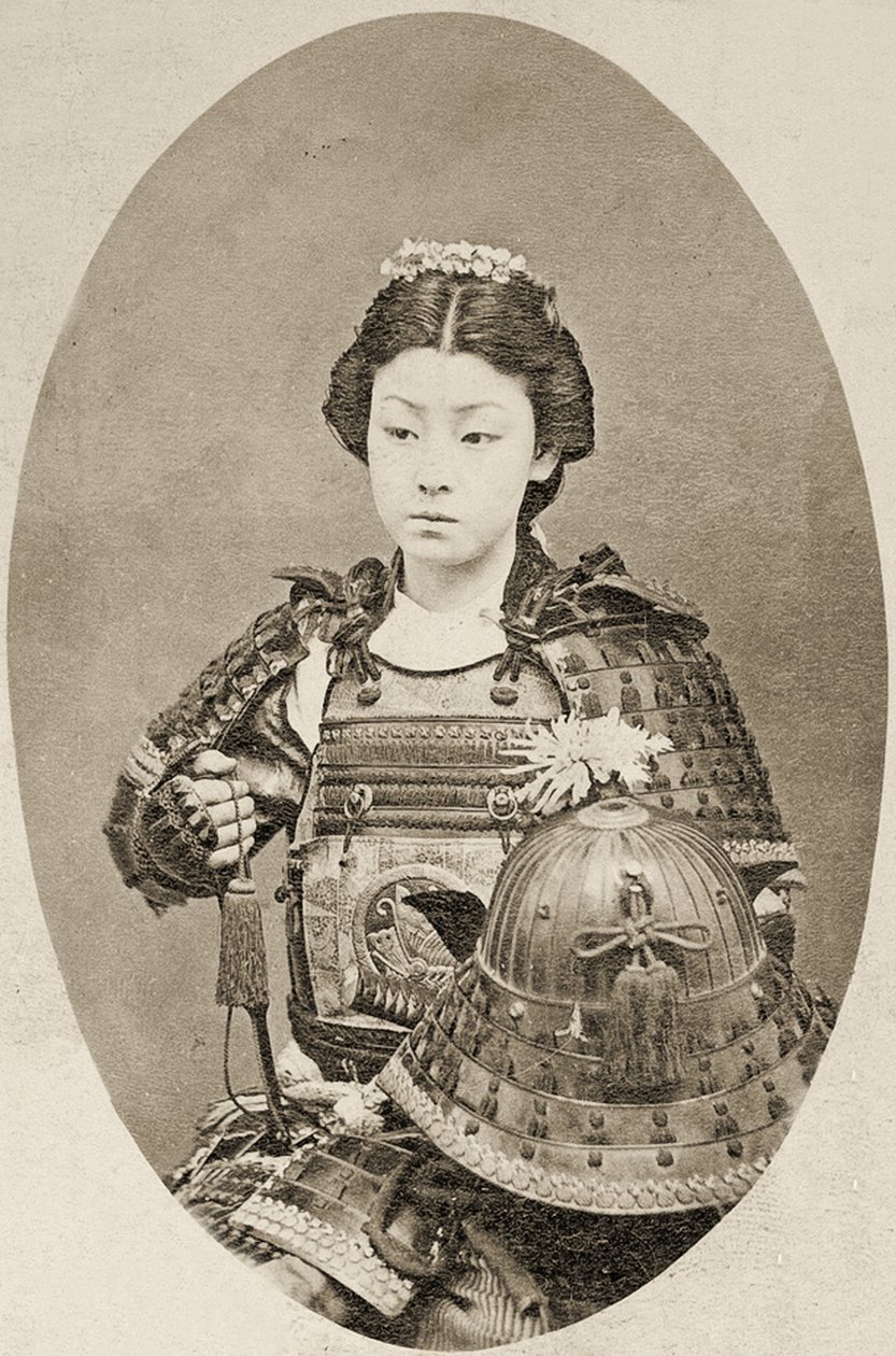 彼女の髪に花を持つ女戦士の肖像、c.1895 作： 日本語学校