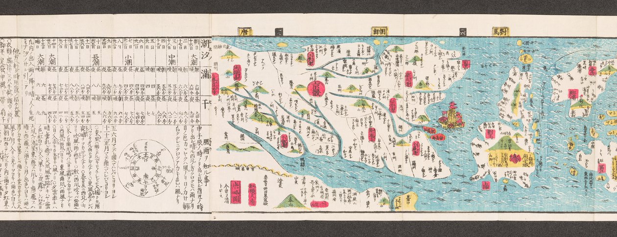 日本の道路地図の一部。  大日本国順路名機大成。 【「日本全国の大通りがくっきりとわかる地図」】  1850年 作： 日本語学校