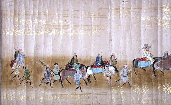 明暦元年、徳川家綱が1651年に世襲した際の第6次韓国大使館、狩野益信（1625-94）の作品と思われる（巻物絵）（詳細）（120832も参照のこと）。 作： 日本語学校
