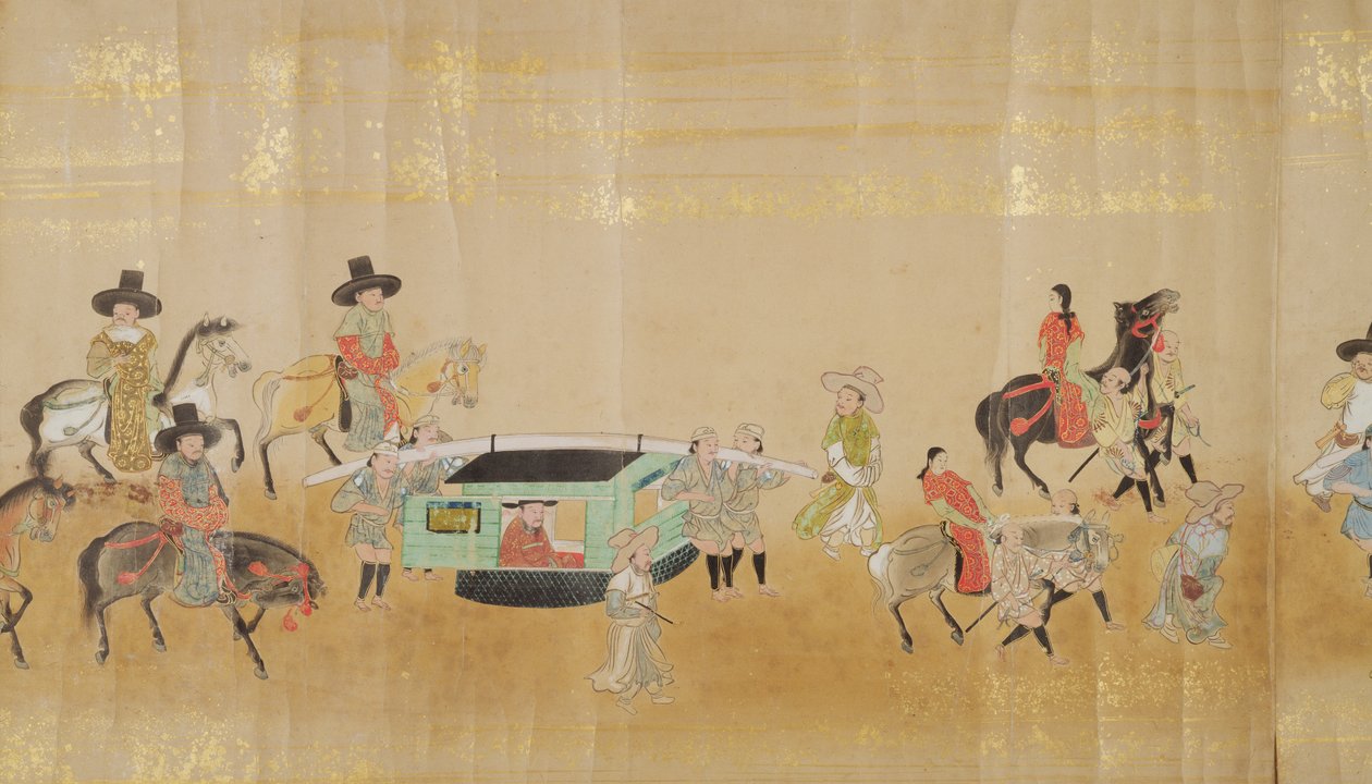 1651年に徳川家綱が継承された当時の名駅1にある駐日韓国第6大使館、おそらく加納増信（1625-94）（巻物）（詳細） 作： 日本語学校