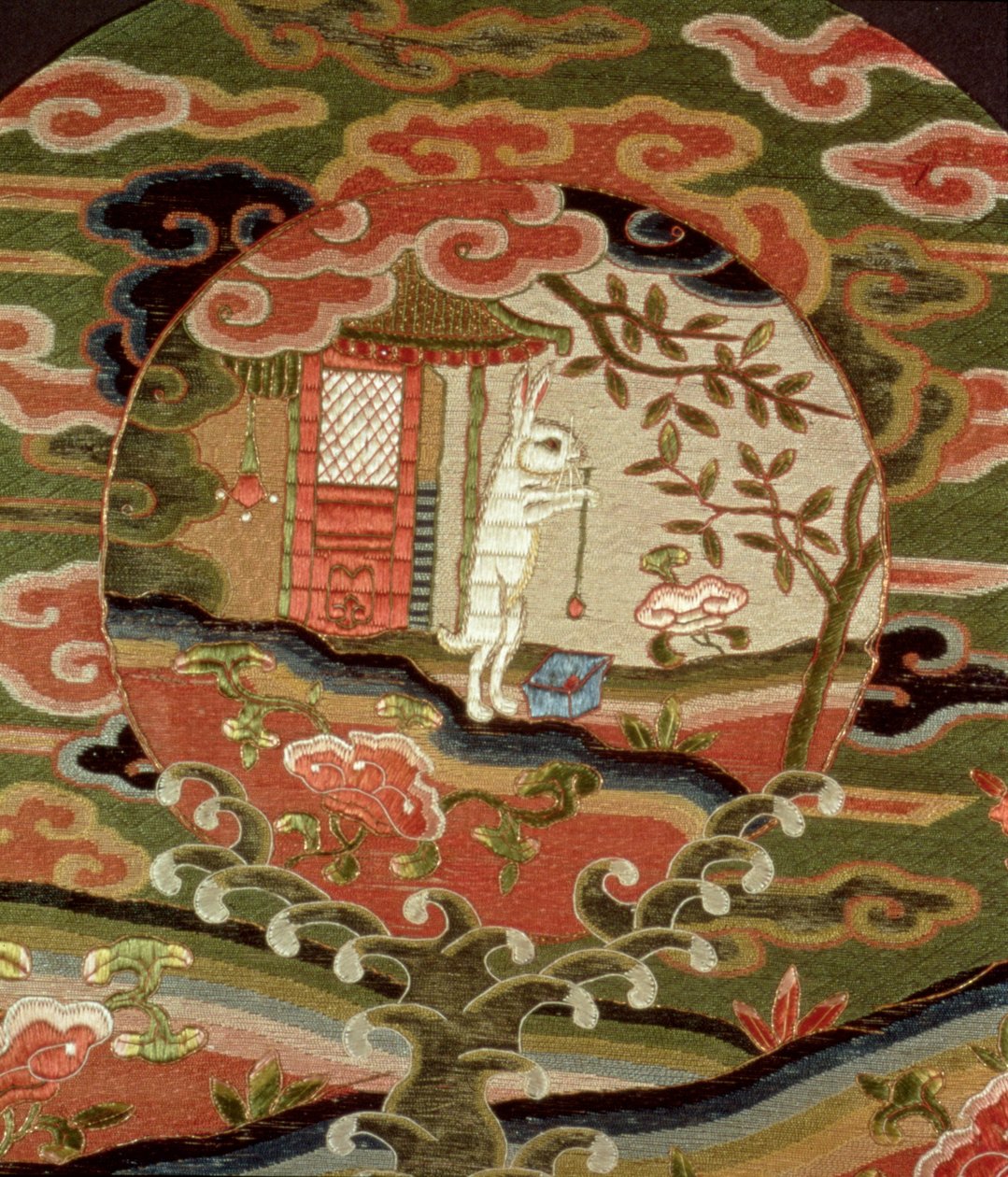 江戸時代の亀と野ウサギ（1600-1868）（絹刺繍）（詳細） 作： 日本語学校