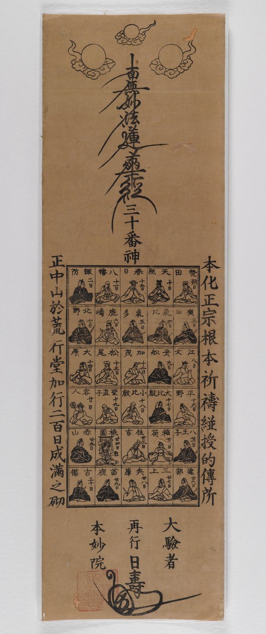 日蓮宗30神（木版画） 作： 日本語学校